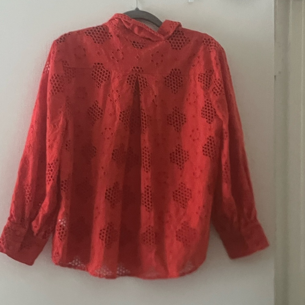 J.Crew Red Eyelet Button-Up Blouse - Picture 8 of 9